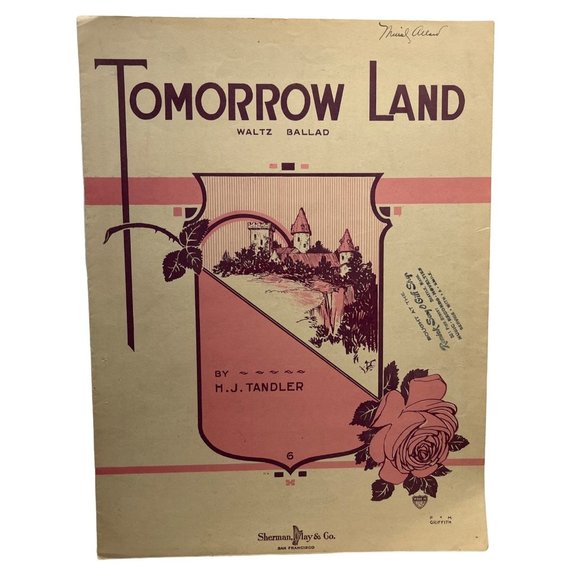 Tomorrow Land Waltz Vintage Piano Sheet Music 1921 H J Tandler Ballad - Picture 1 of 5
